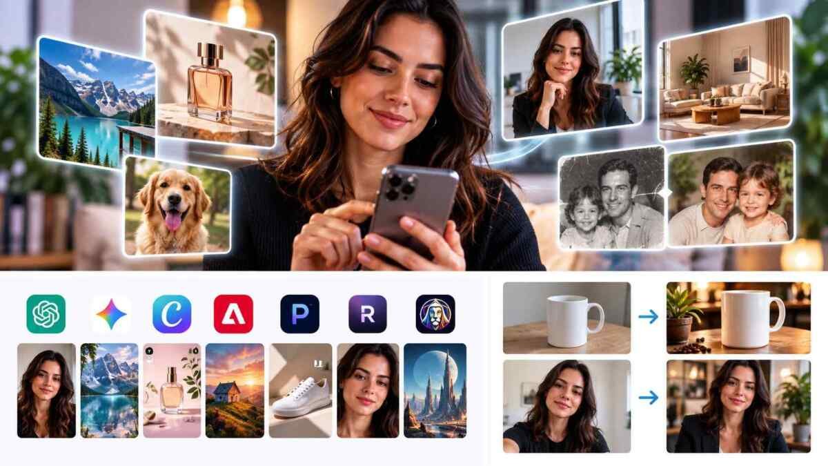Aplicativos de inteligência artificial sendo usados para criar e editar diferentes tipos de fotografia Aplicativos de inteligência artificial sendo usados para criar e editar diferentes tipos de fotografia