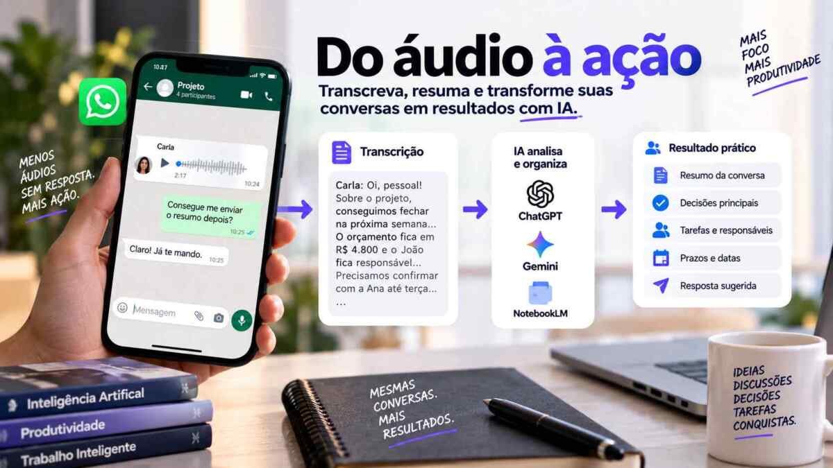 Como transcrever áudio do WhatsApp e reuniões com IA Como transcrever áudio do WhatsApp e reuniões com IA
