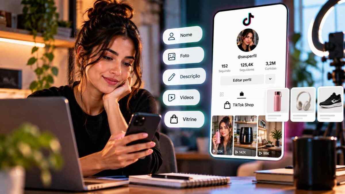 Criadora revisando o perfil depois de ativar a TikTok Shop