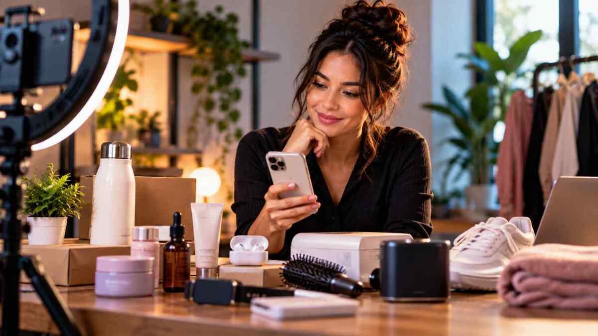 Criadora escolhendo produtos para divulgar como afiliada na TikTok Shop