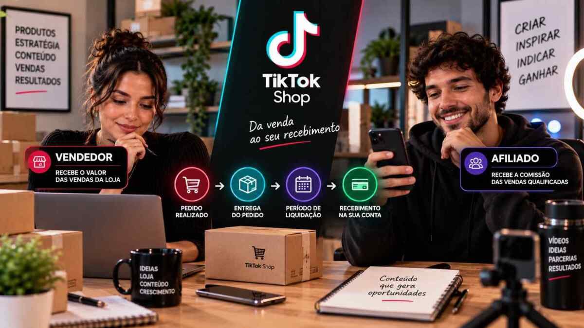 Pagamento e saque no TikTok Shop para vendedores e afiliados