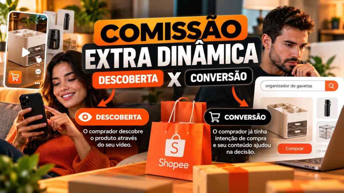 Comissão Extra Dinâmica Shopee Vídeo: diferença entre pedidos de Descoberta e Conversão para afiliados