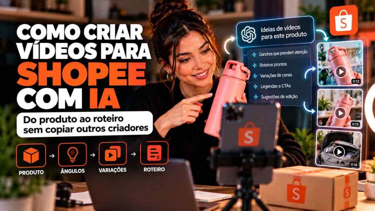 Como criar vídeos para Shopee com IA usando produto real, ângulos, variações e roteiro