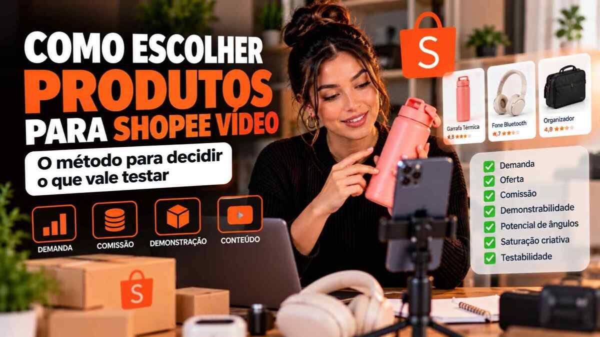 Como escolher produtos para Shopee Vídeo analisando demanda, comissão, demonstração, conteúdo e potencial de teste