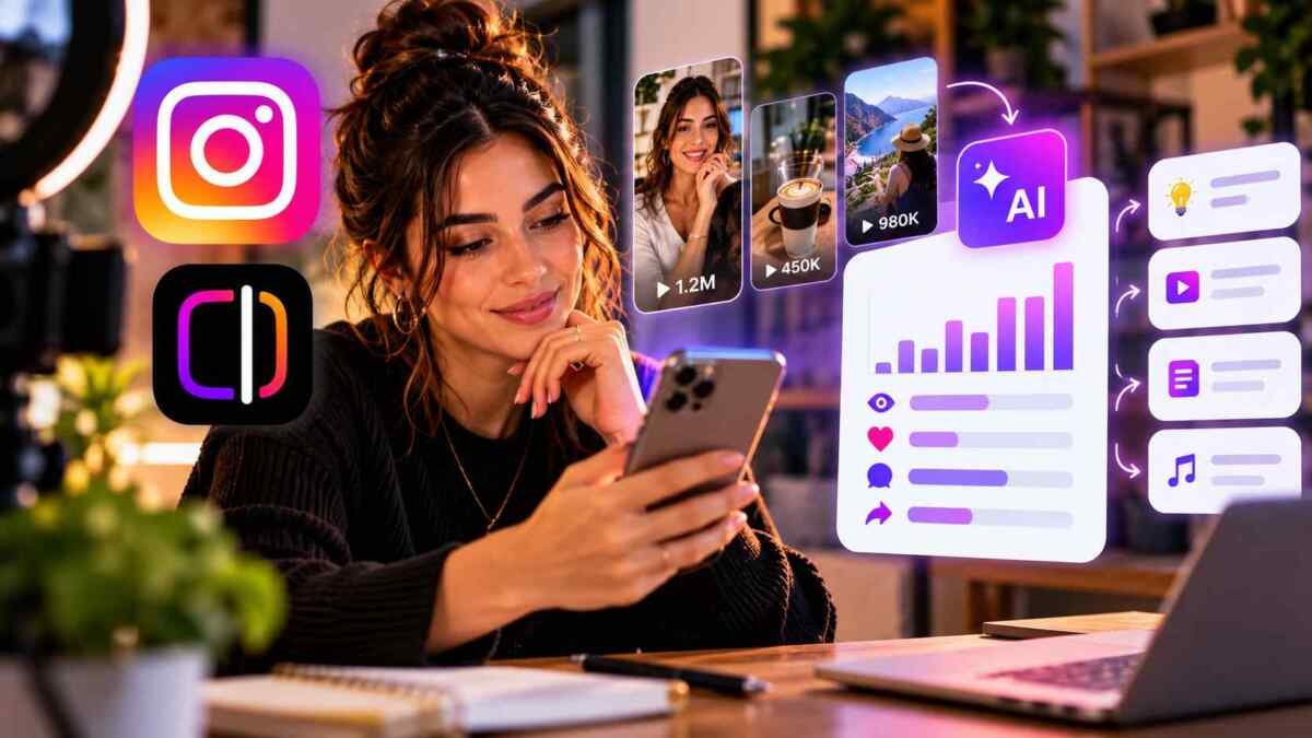 Criadora analisando Reels com inteligência artificial do Instagram Edits